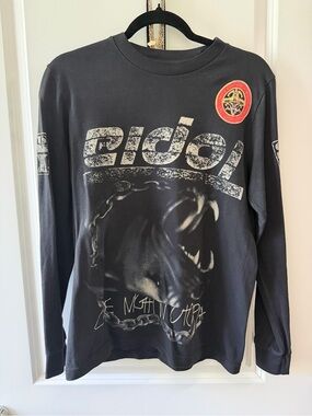 Black/Grey Travis Scott Topia Graphic Long Sleeve Concert Tee